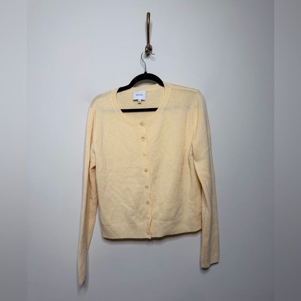 Reformation Clara Cashmere Crew Cardigan in Parmesan - Picture 4 of 7